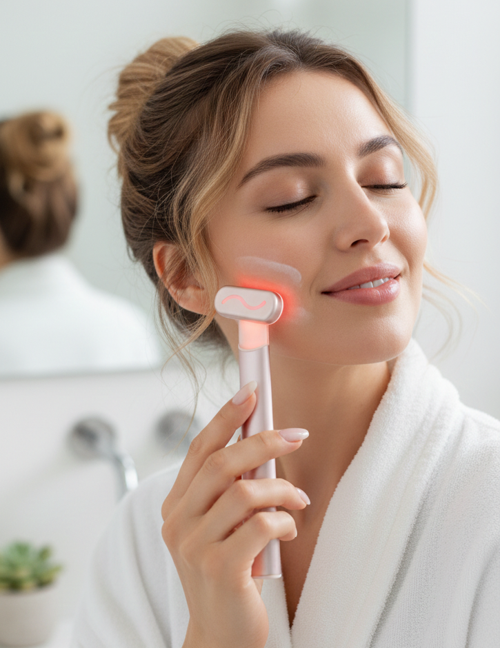 Dispositivo Lifting Viso EMS con Luce Rossa – Massaggiatore Anti-Rughe e Tonificante per Collo e Occhi